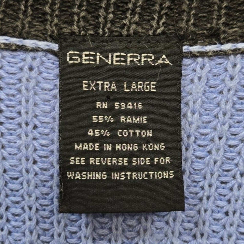 VTG 90s Men's Cardigan Sweater XL Blue Slouchy Baggy Pockets Academia Preppy‎ - Picture 6 of 8